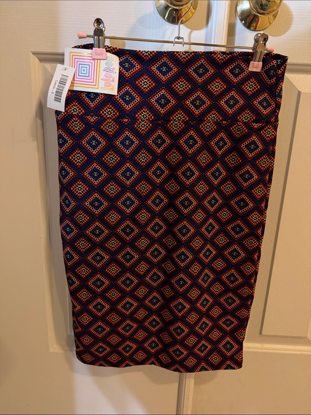 LuLaRoe Navy Geometric Diamond-Print Pencil Skirt